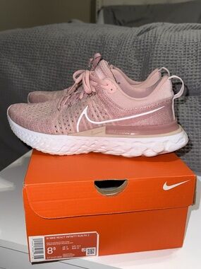 Nike Pink Knit Running Sneakers with White Soles